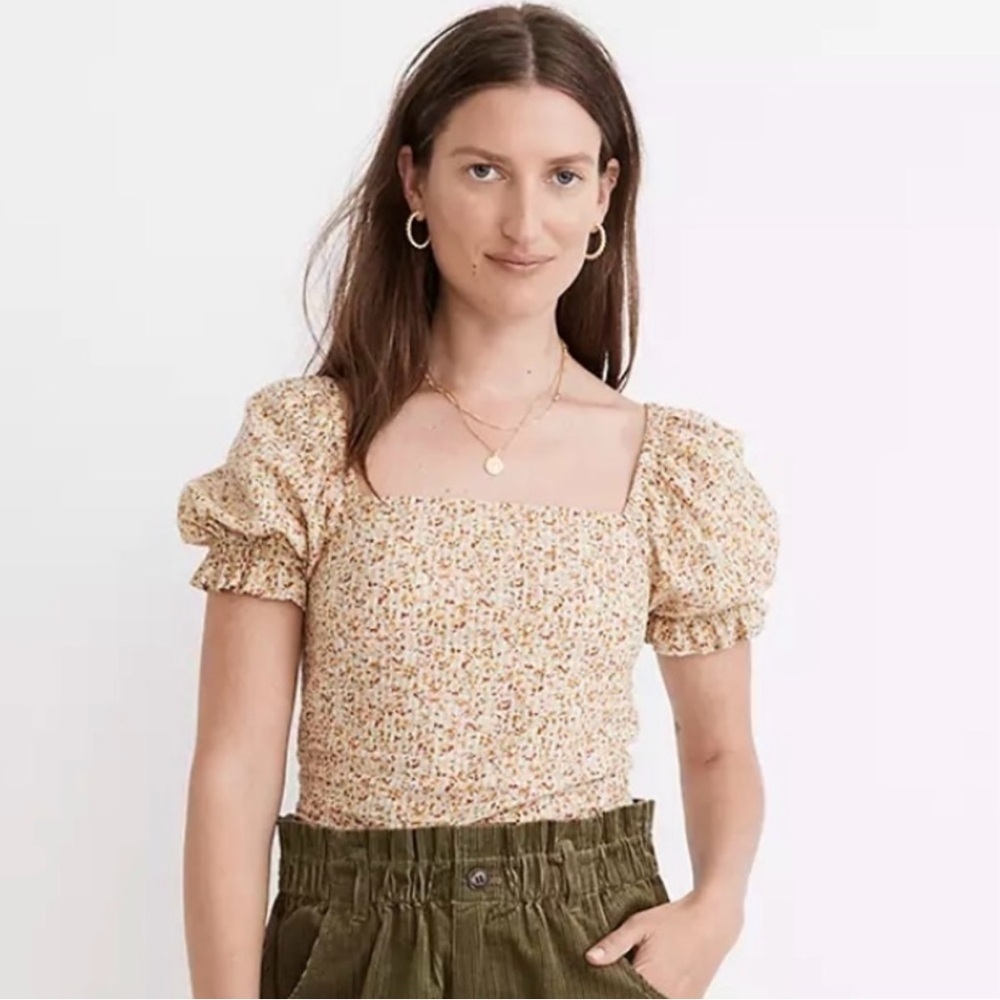 Madewell Floral Puff Sleeve Top